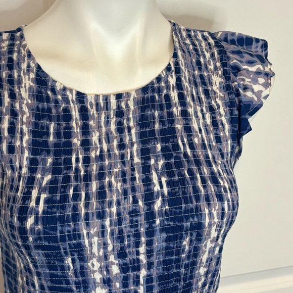 THML Blue Purple Tie Dye Sleeveless Ruffle Smocked Midi Dress S - Picture 3 of 10